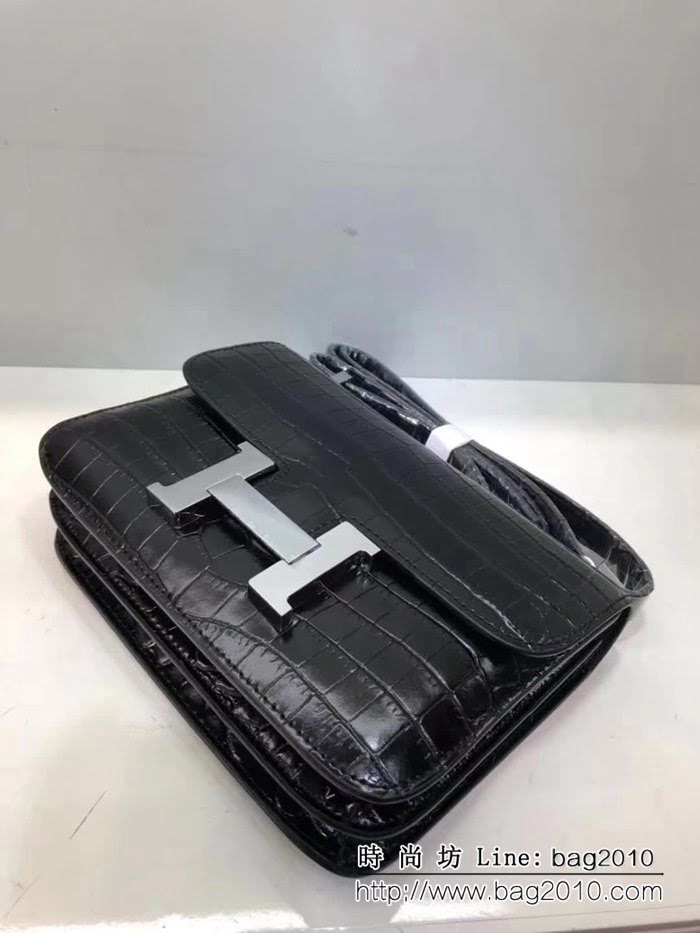 愛馬仕Hermes進口原版鱷魚紋牛皮 空姐包 可單肩斜跨 0AM1772